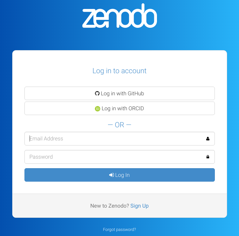 Zenodo login page